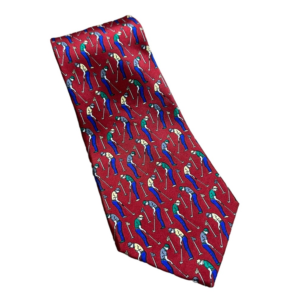 Vintage Windsor 100% Silk Golfer Themed Necktie EUC